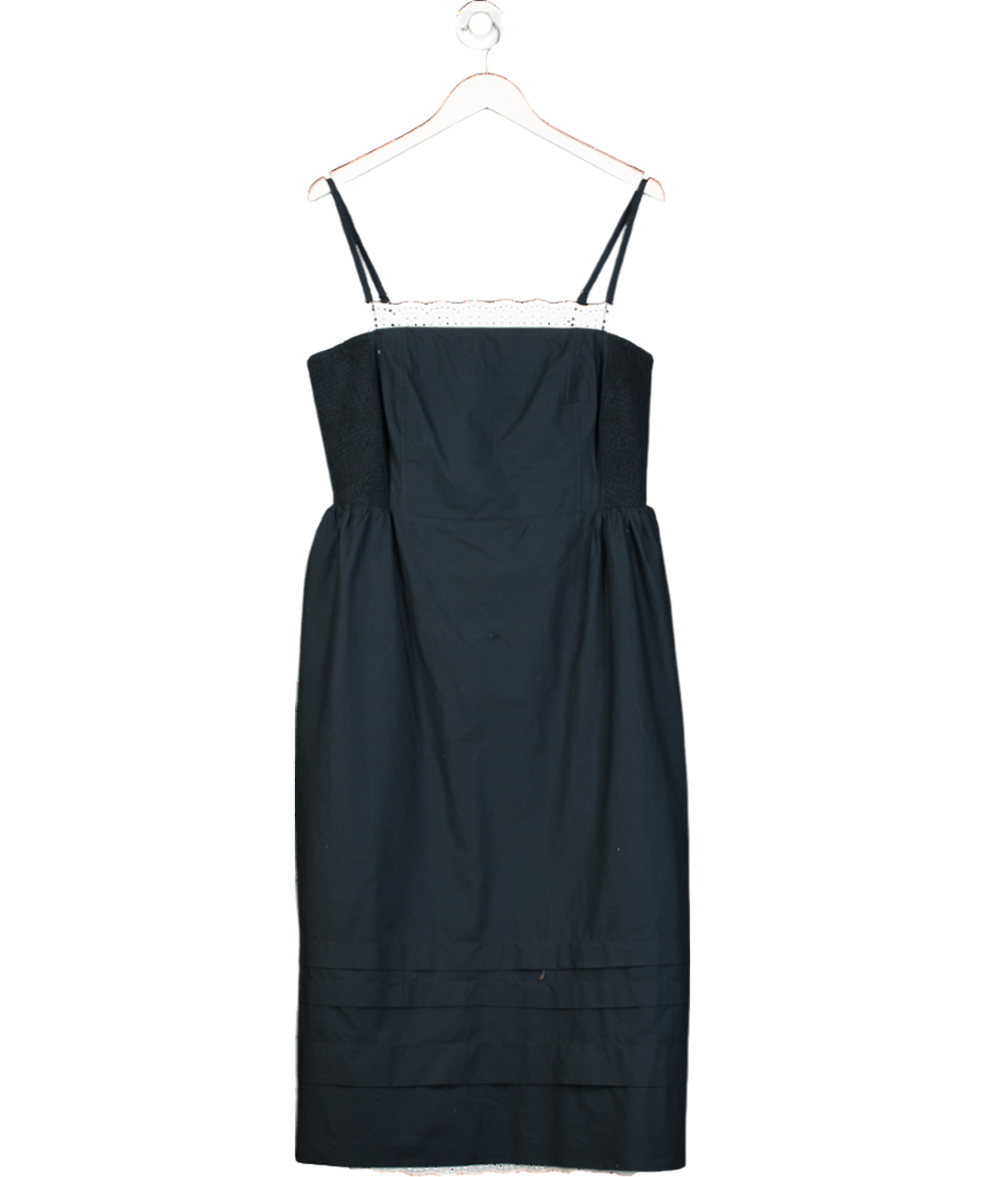 Anthropologie Blue Cotton Broderie Anglaise Midi Dress UK L