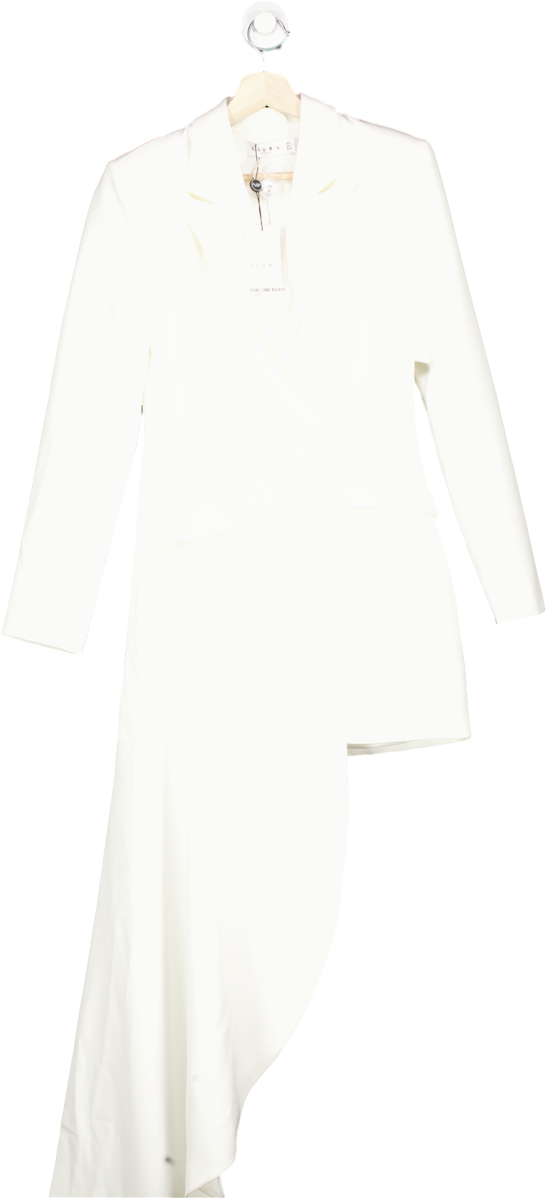 Club L London White Tailored Blazer Mini Dress with Asymmetric Hem UK 6