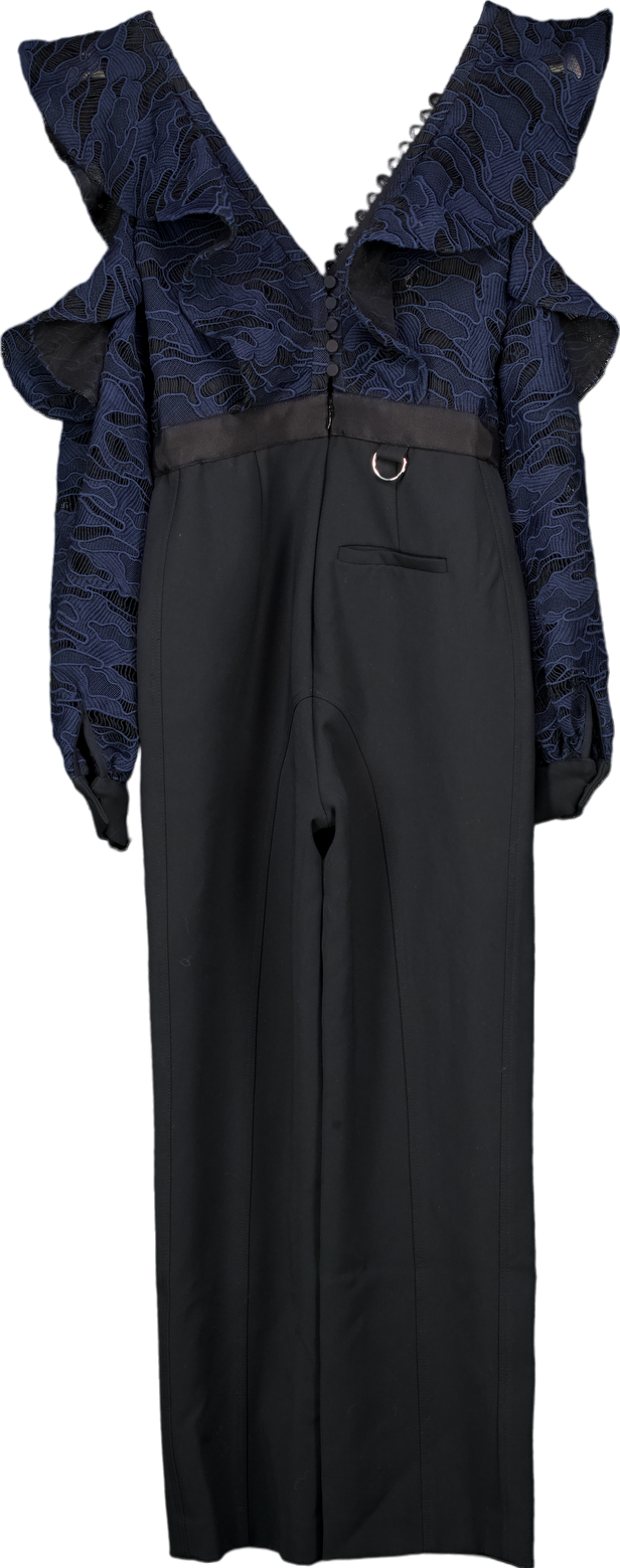 Self-Portrait Navy Lace Jumpsuit UK 10