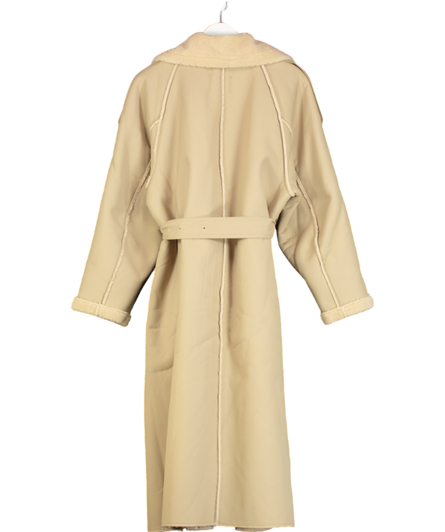 STAGE Beige Premium Fabric Borg Lined Trench Coat One Size
