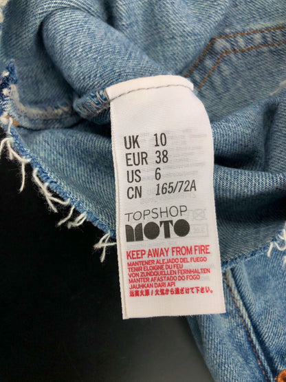 Topshop Blue Moto Denim Mini Skirt UK 10