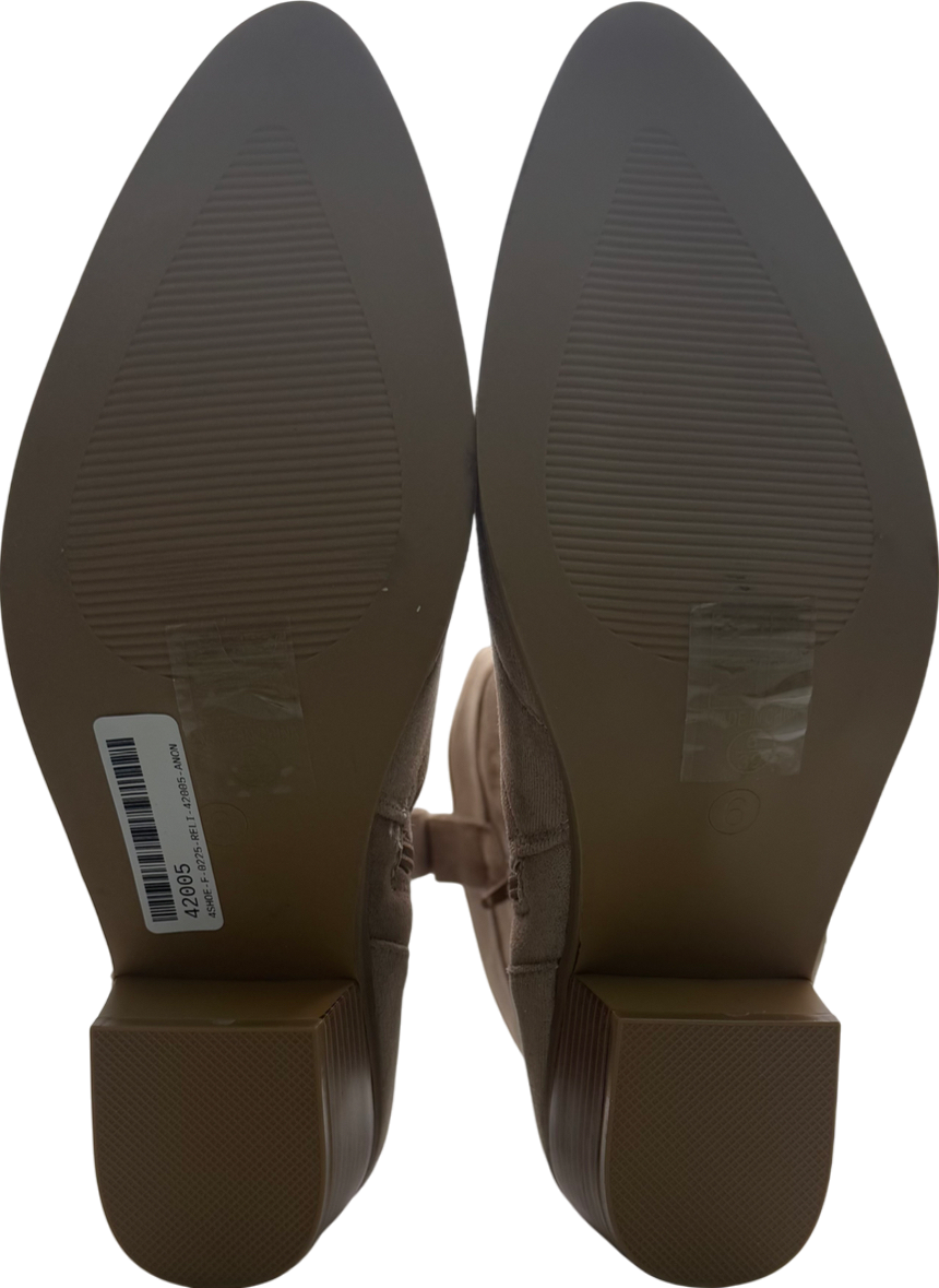 boohoo Beige Faux Suede Embroidered Western Ankle Cowboy Boots UK 6 EU 39 👠