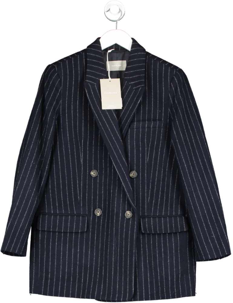 EVERLANE Blue The Rewool Double-breasted Blazer UK S