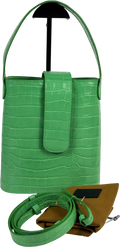 C.NICOL Green Embossed Italian Leather Mini Bucket Bag With Shoulder Strap