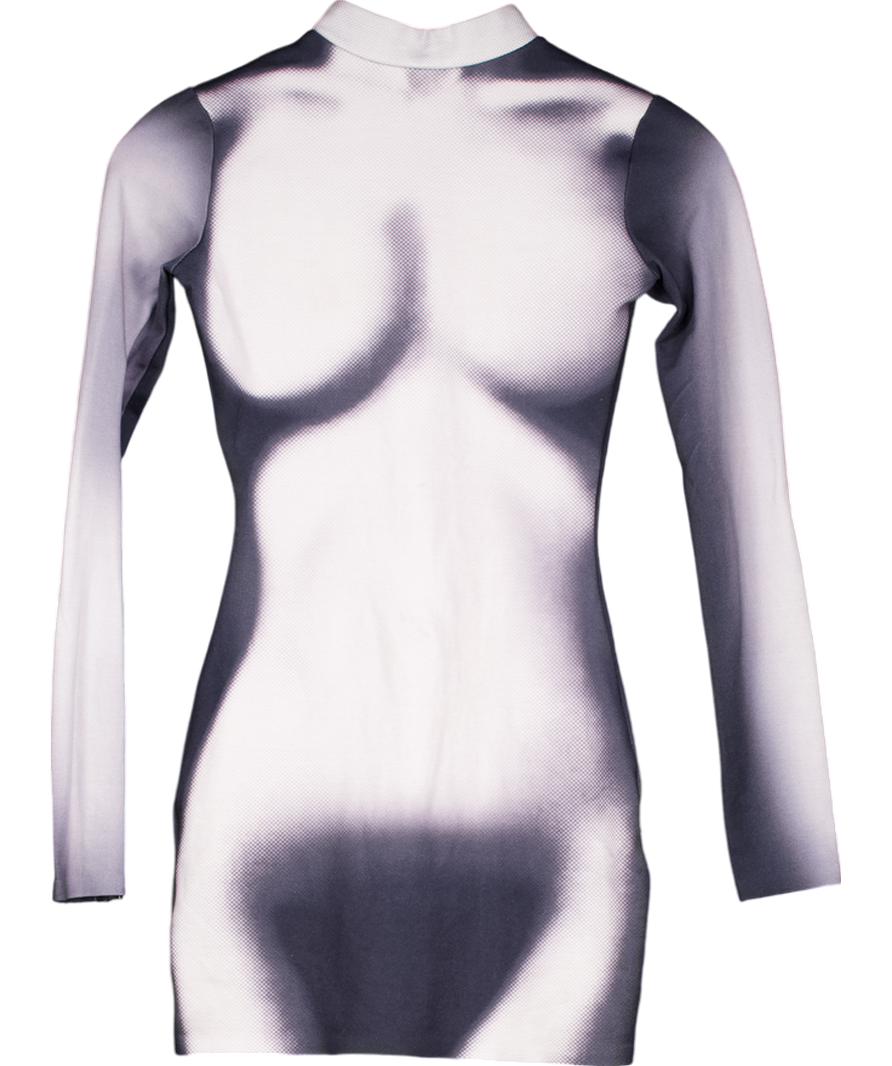 luxe to kill Black And White Thermo Body Print Mini Dress UK 6