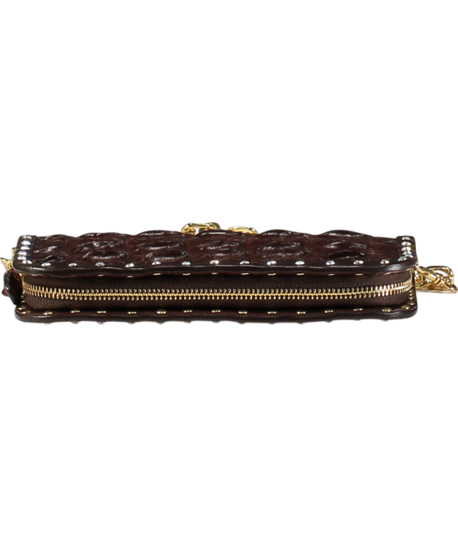 Korokum Brown Spica Genuine Crocodile Leather Wallet One Size