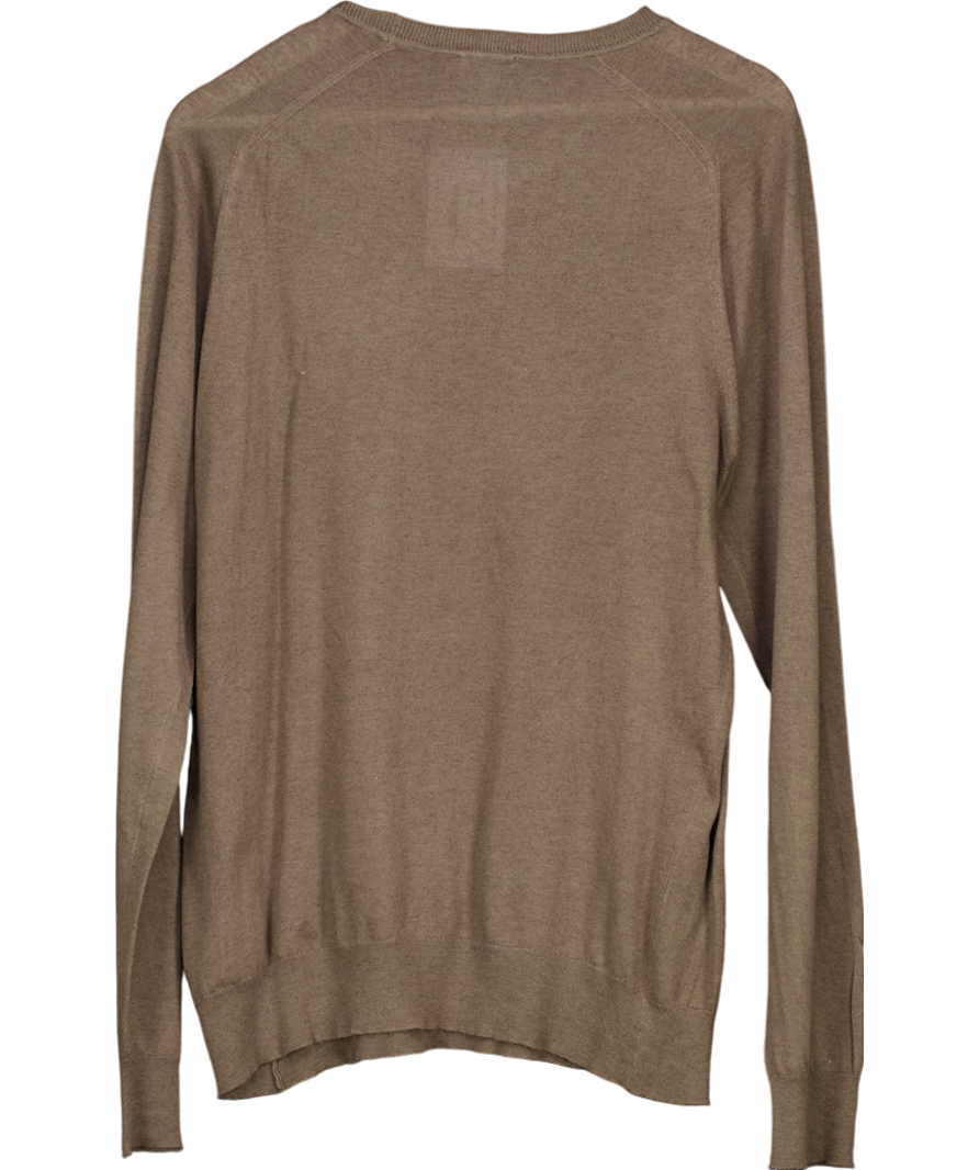 Sunspel Brown Sea Island Cashmere Blend Crew Neck Jumper UK M