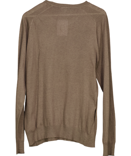 Sunspel Brown Sea Island Cashmere Blend Crew Neck Jumper UK M