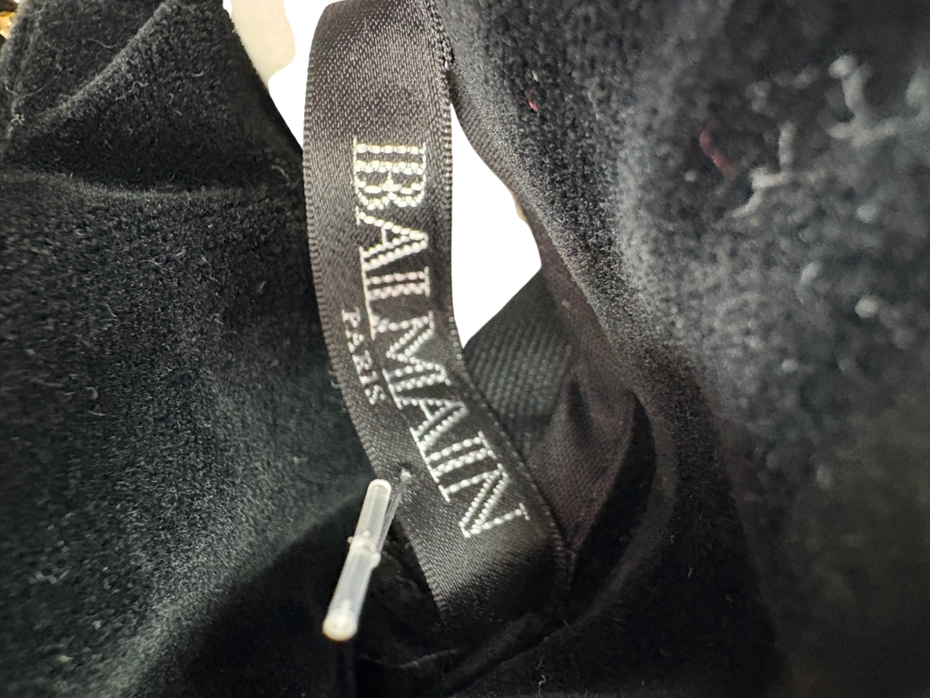 Balmain Black Cutout Crystal Embellished Velvet Mini Dress UK 8