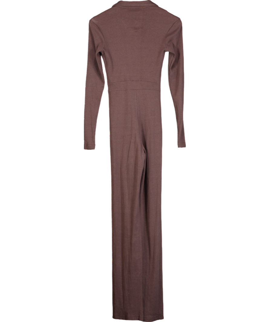 Peachy Den Brown The June Ribbed Jumpsuit UK XS
