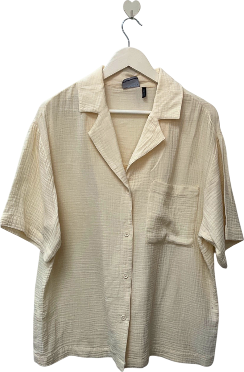 ASOS Cream Short Sleeve Shirt UK 10