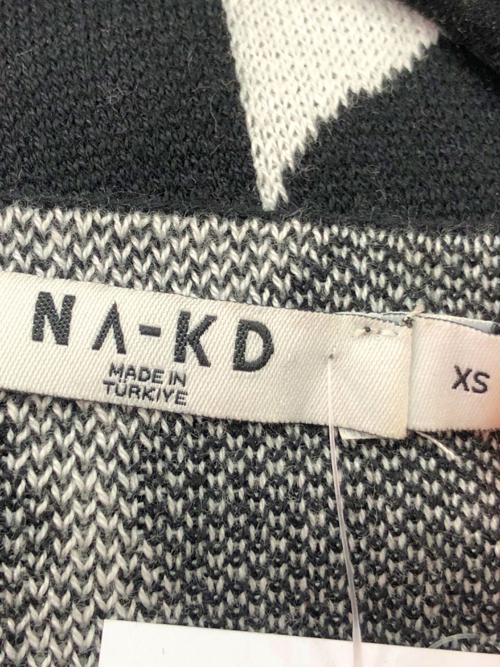 NA-KD Black and White Wide Sleeve Knitted Maxi Dress UK XS