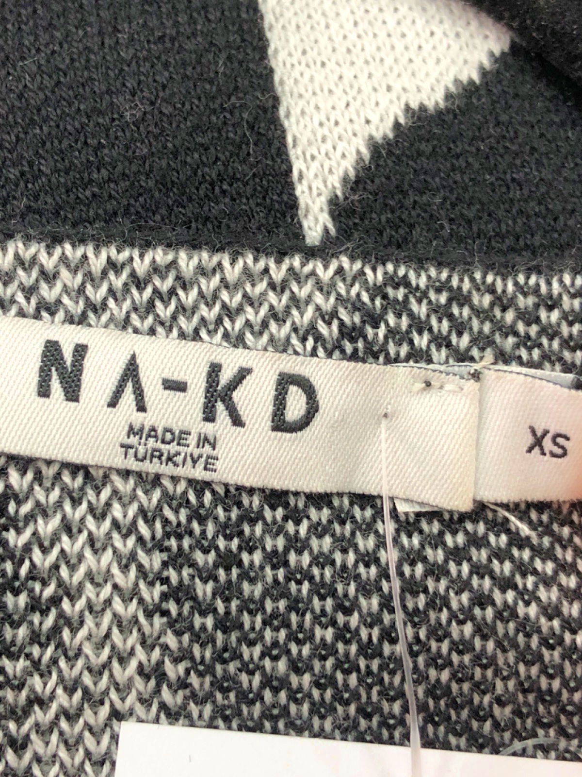 NA-KD Black and White Wide Sleeve Knitted Maxi Dress UK XS