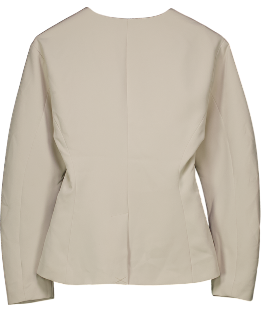 GINA TRICOT Cream Natural Cinch Waist And Sculpted Sleeve Blazer UK XS