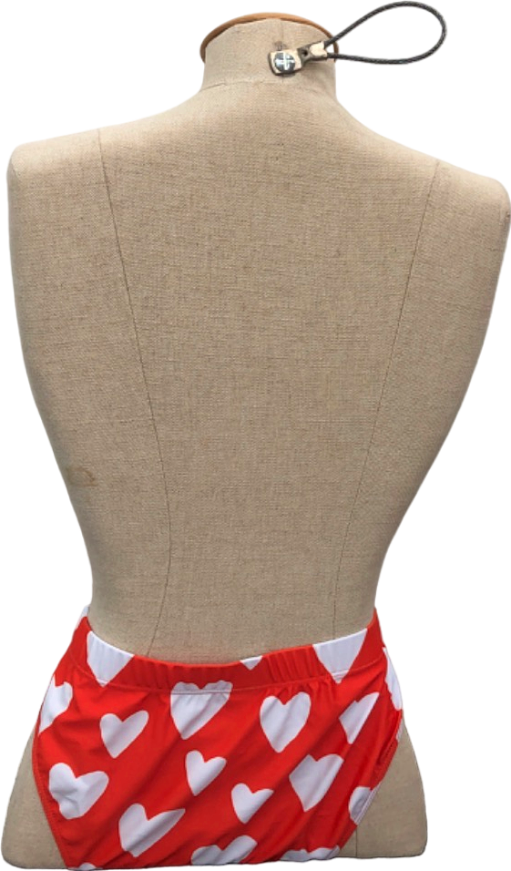 Patrick Church Red Heart Print Swim Briefs UK M