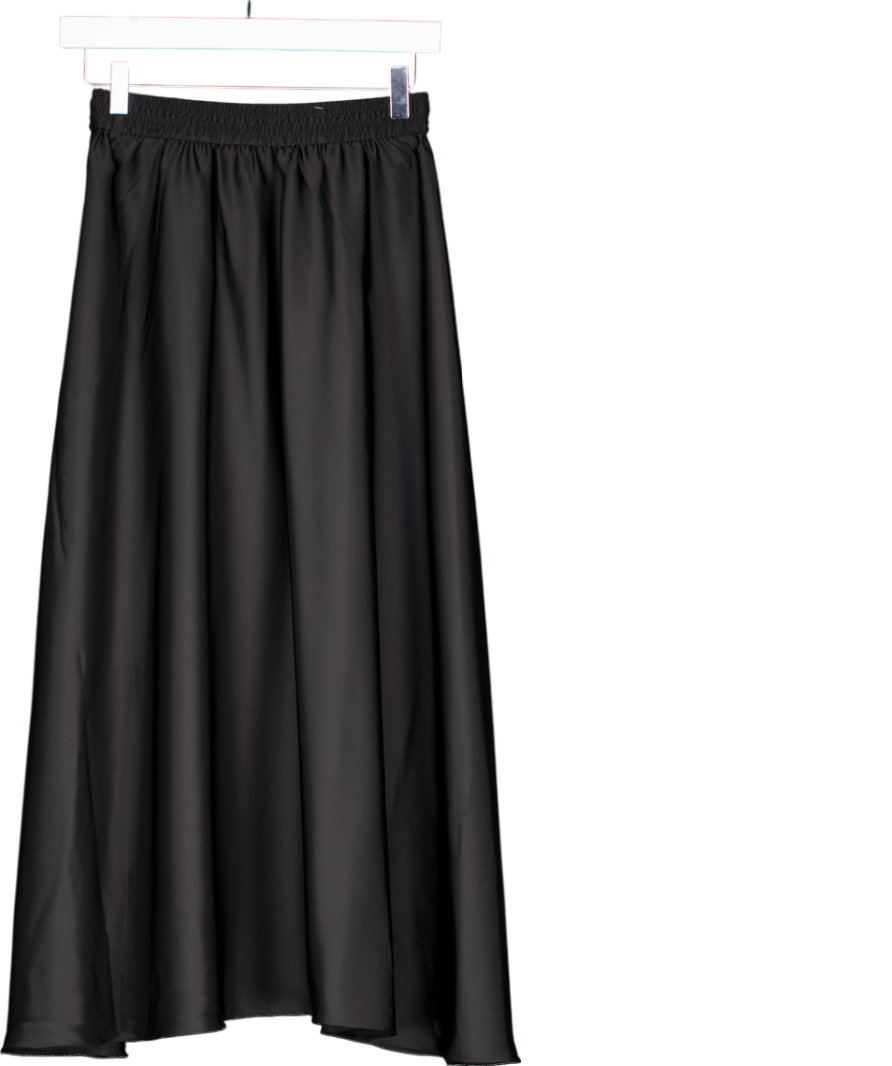 Arket Black Midi Satin Skirt UK S