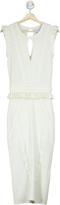 Rebecca Vallance White Keyhole Sleeveless Dress UK 8