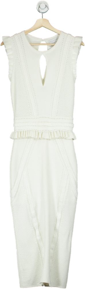 Rebecca Vallance White Keyhole Sleeveless Dress UK 8