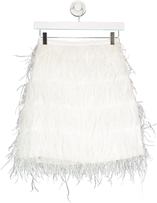 Karen Millen White Feather Mini Skirt UK 6