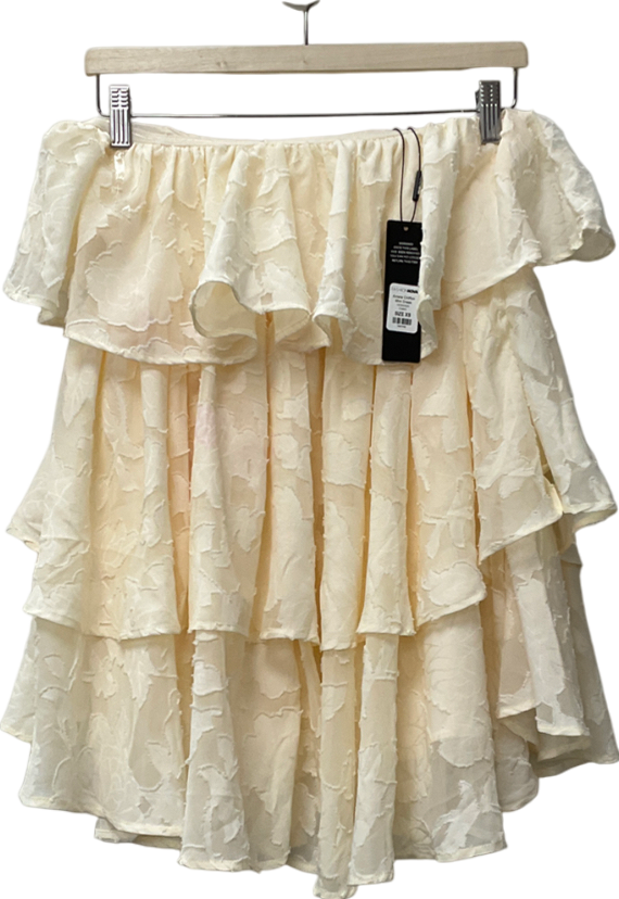 Fashion Nova Cream Amara Chiffon Mini Dress UK XS