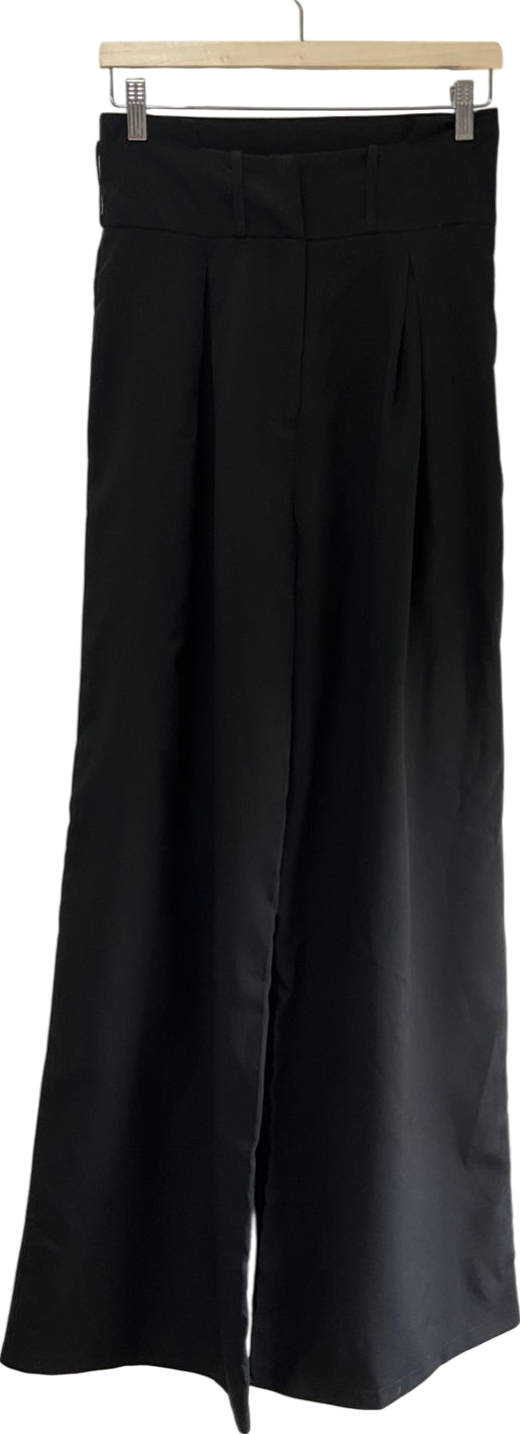 Missy Empire Isabela Black Low Rise Tailored Trousers UK 10