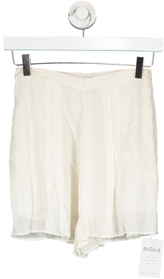 REISS Cream Martina Embroidered Resortwear Shorts UK 4