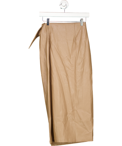 Lily & Lionel Beige Emily Pu Leather Wrap Skirt UK S