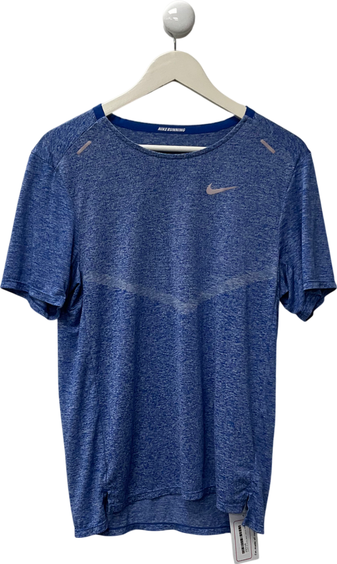 Nike Blunder Blue Breathable Running Recycled Polyester Short Sleeve Shirts UK S