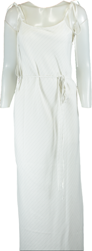 THE FRANKIE SHOP White Pinstripe Maxi Slip Wrap Dress UK XS/S