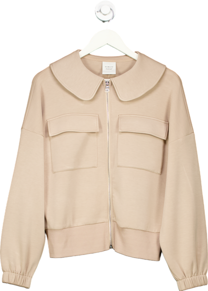 Varley Beige Zip-Up Jacket UK M