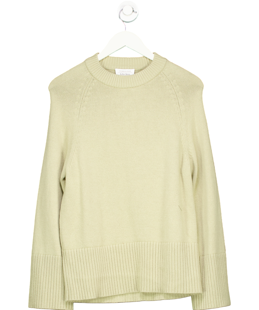 & Other Stories Sage Green Cotton/wool Blend Oversize Crew Neck Jumper UK XS