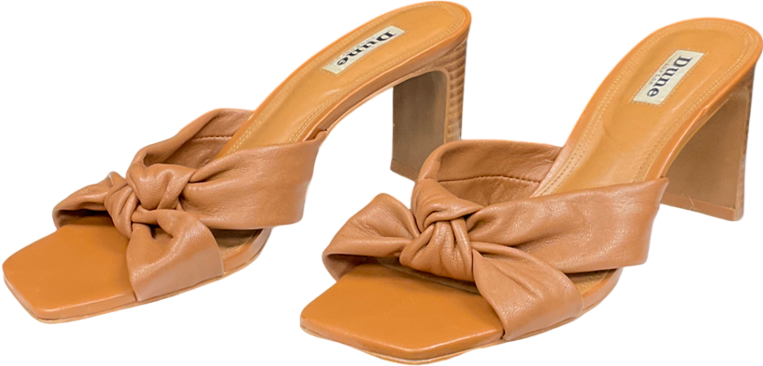 Dune Brown Maizing - Tan Knot Detail Heeled Mules UK 5 EU 38 👠