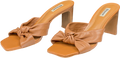 Dune Brown Maizing - Tan Knot Detail Heeled Mules UK 5 EU 38 👠