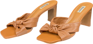Dune Brown Maizing - Tan Knot Detail Heeled Mules UK 5 EU 38