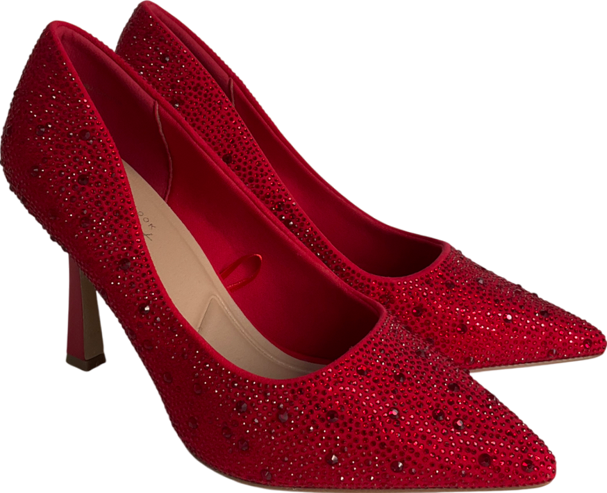 New Look Red Diamonte Pointed Heels UK 8 EU 41 👠