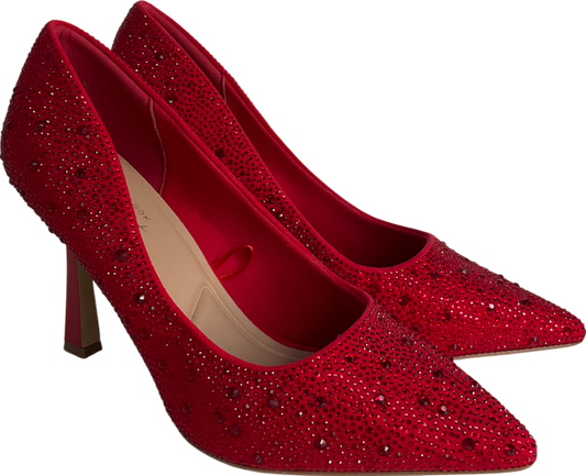 New Look Red Diamonte Pointed Heels UK 8 EU 41 👠