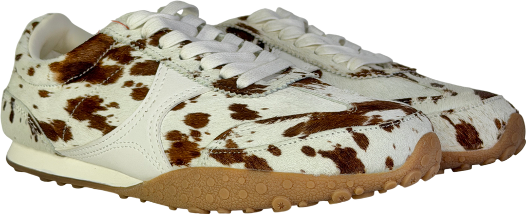 ASOS White Dive Premium Leather Lace Up Trainers In Deer Print UK 5 EU 38 👠