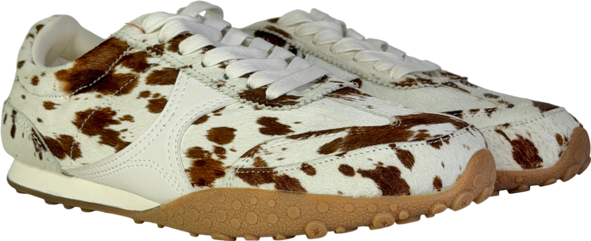 ASOS White Dive Premium Leather Lace Up Trainers In Deer Print UK 5 EU 38 👠