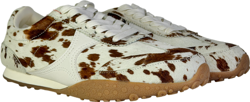 ASOS White Dive Premium Leather Lace Up Trainers In Deer Print UK 5 EU 38