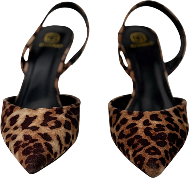 GIVANA Brown Leopard Sling Back Heels UK 6 EU 39 👠