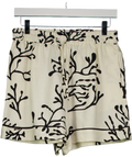 NA-KD Cream / Chocolate Print Viscose Wide Mid Waist Shorts UK 6