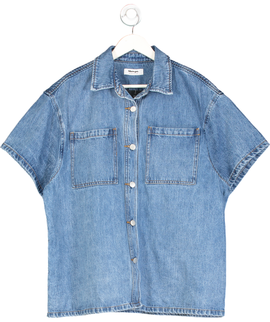 Showpo Blue Rhianna Oversized Recycled Denim Shirt UK 8