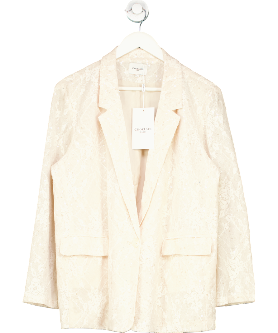 Law & Co Cream Choklate Tailman Sequin Blazer UK L