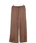 PRETTY LAVISH Chocolate Brown Breya Satin Drawstring Trousers UK 8