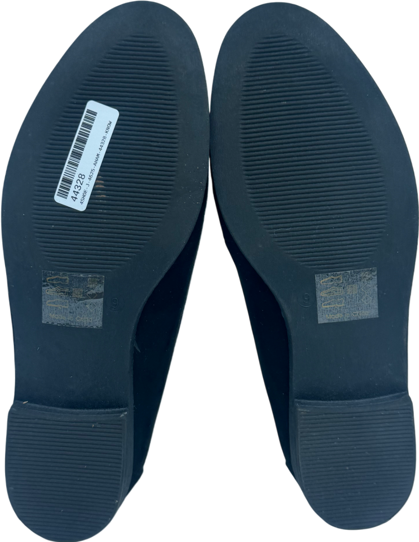 Yours Black Faux Fur Suede Buckle Loafers UK 9 EU 42 👠