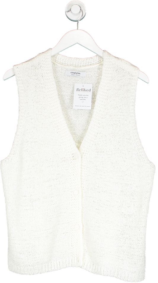 SimplyBe White Crochet Button Front Vest UK 16