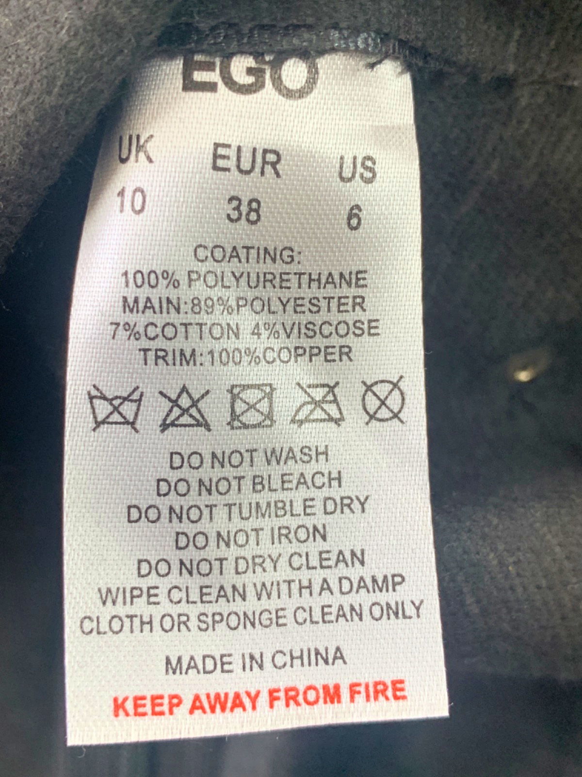 Ego Black Stud Detail Leather Mini Skirt UK 10