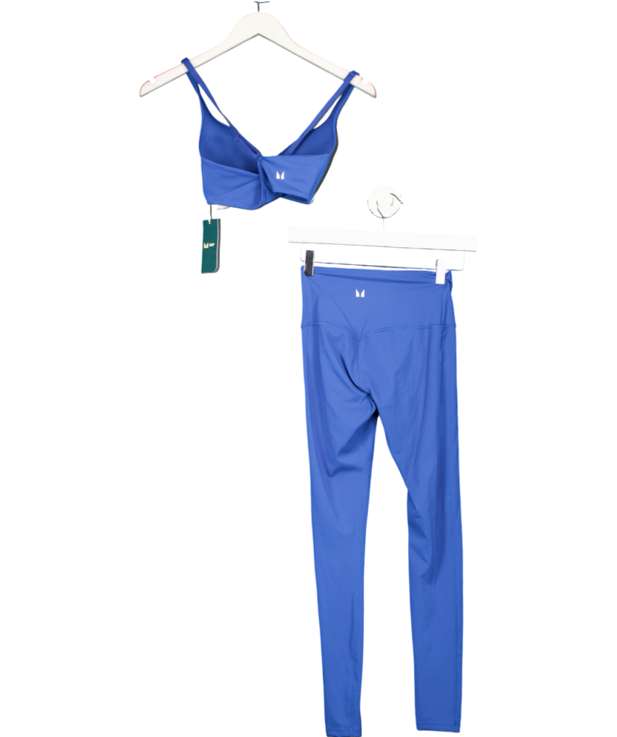 My Protein Blue Tempo Twist Back Sports Bra (s) And Leggings Set UK XS