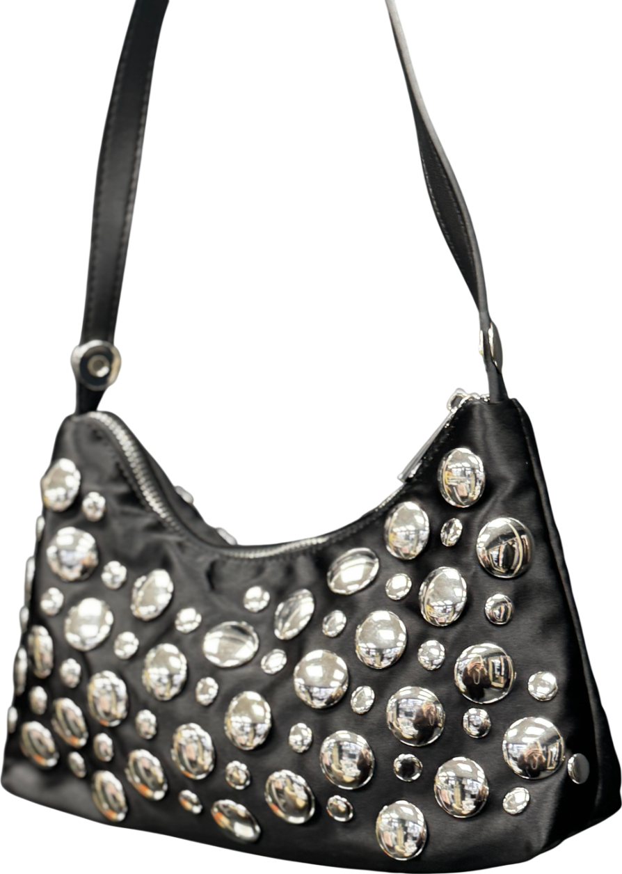 River Island Black Studded  Convertible Shoulder Bag / Wristlet