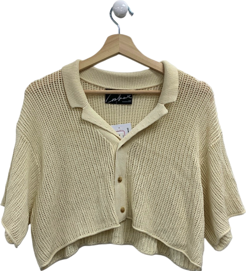 The Couture Club Beige Knit Cropped Cardigan UK 8